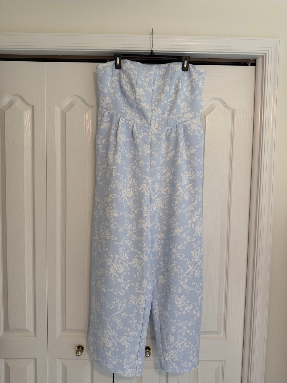 a new day Strapless Light Blue & White Floral Jumpsuit